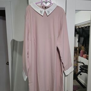 Victoria Beckham for Target Pink and White Dress With Bunny Collar Detail